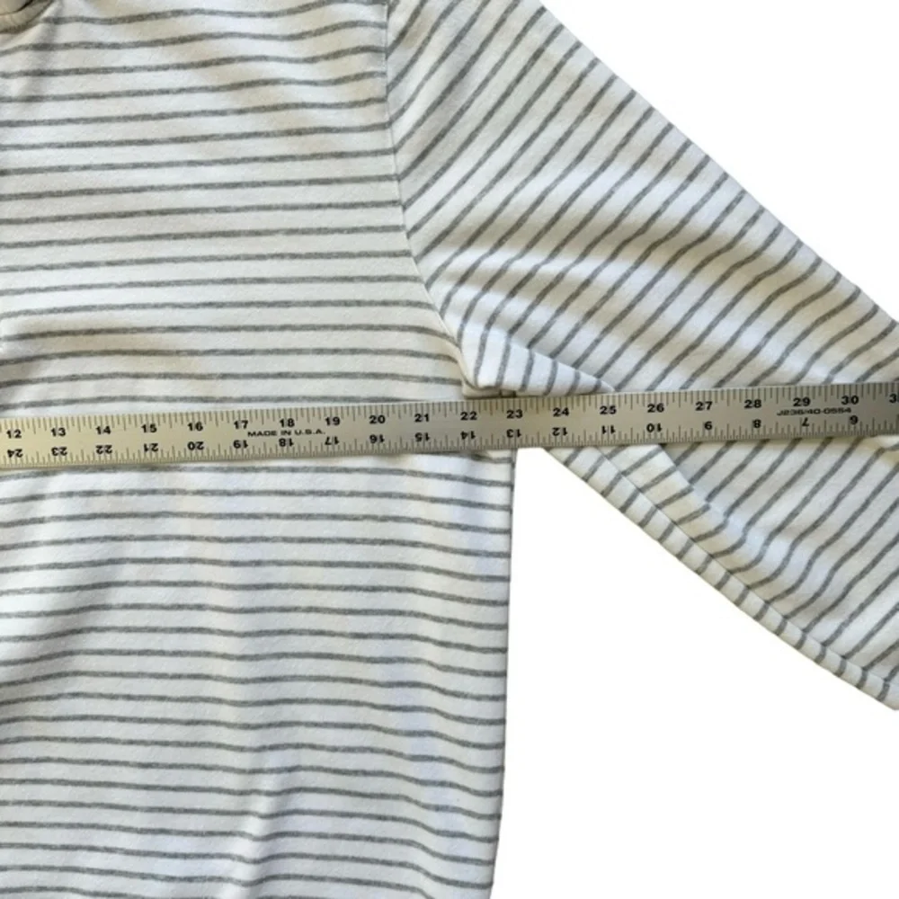 Nautica Men's Quarter Zip Sweater White‎ Gray Striped Size Large
